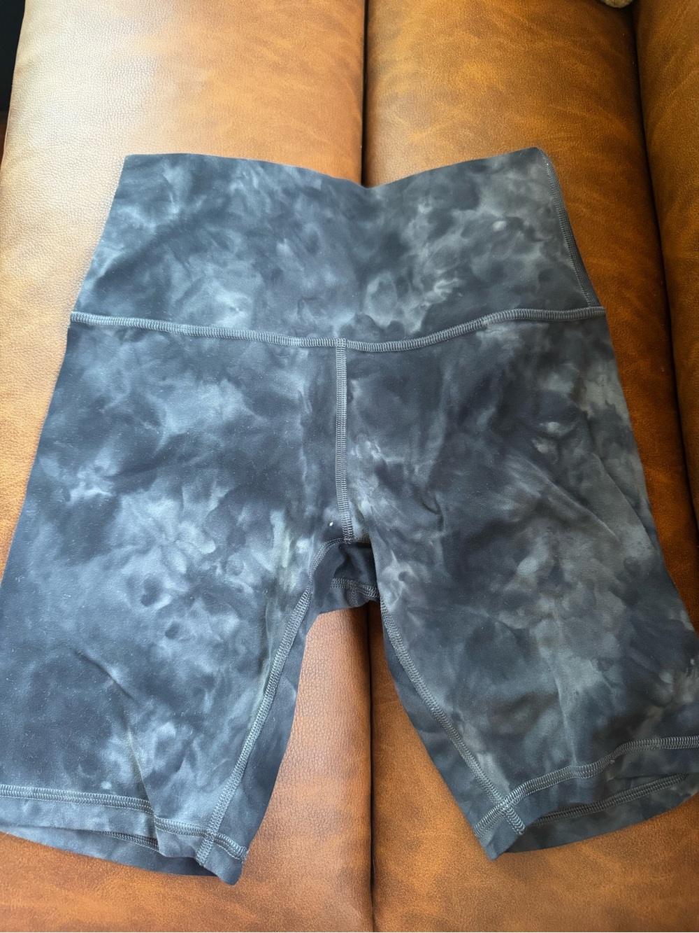 lululemon Black Tie-Dye High-Rise Bike Shorts